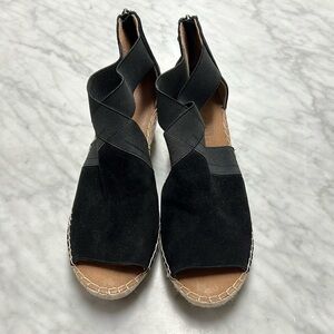 Gentle Souls NWOT Black Suede Espadrille Wedge Sandal Size 9